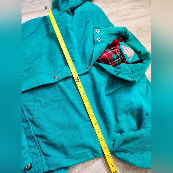 1980's Pacer Womens Corduroy Utility Jacket Flannel Lined Teal Sz Small - Picture 6 of 11
